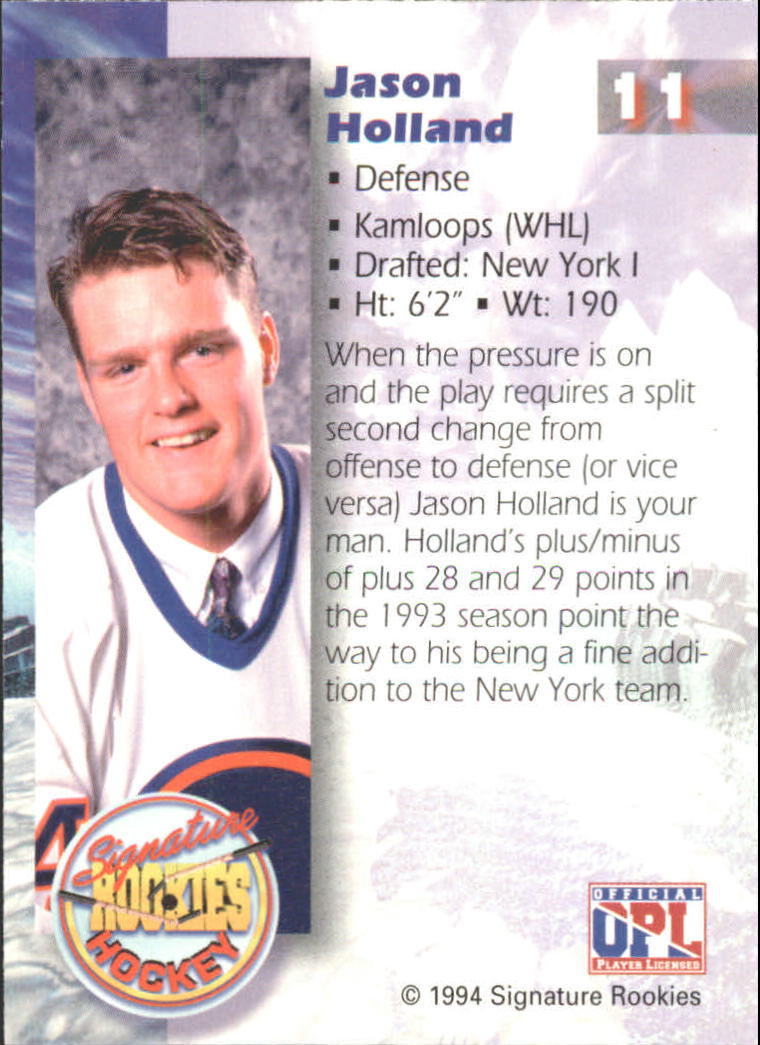 1995 Signature Rookies #11 Jason Holland back image
