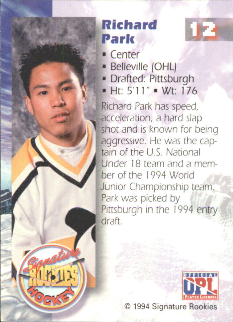 1995 Signature Rookies #12 Richard Park back image