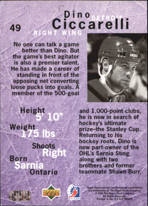 1995-96 Be A Player #49 Dino Ciccarelli back image