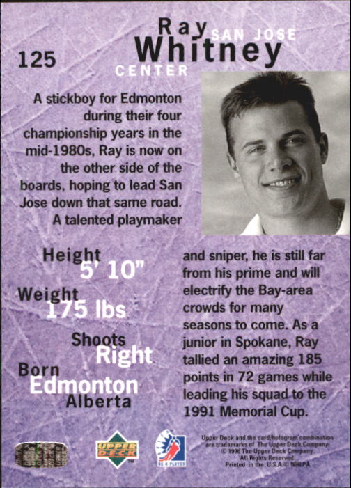 1995-96 Be A Player #125 Ray Whitney back image