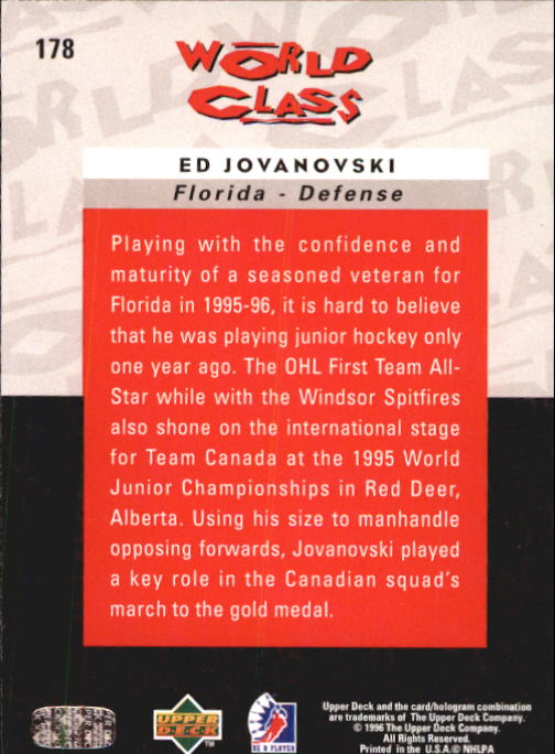 1995-96 Be A Player #178 Ed Jovanovski back image