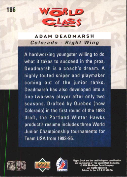 1995-96 Be A Player #186 Adam Deadmarsh back image