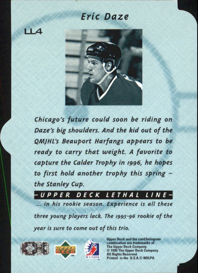 1995-96 Be A Player Lethal Lines #LL4 Eric Daze back image