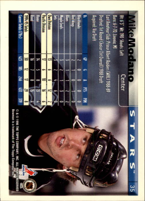 1995-96 Bowman #35 Mike Modano back image