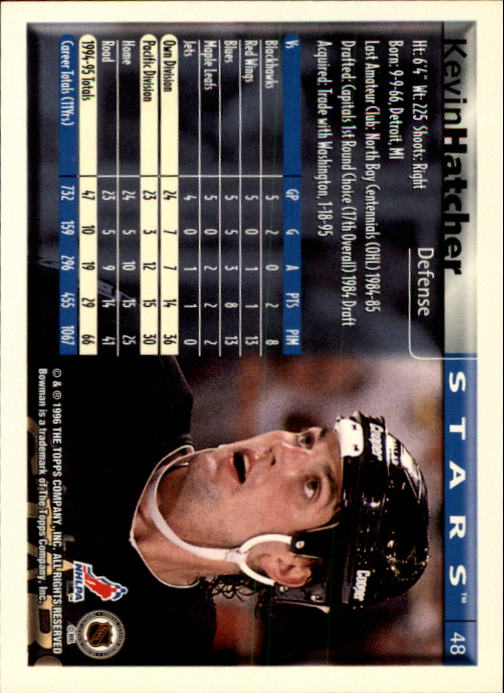 1995-96 Bowman #48 Kevin Hatcher back image