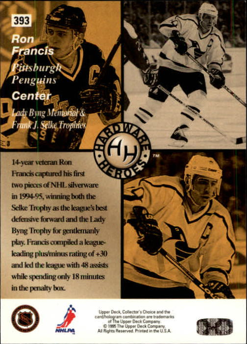 1995-96 Collector's Choice #393 Ron Francis HH back image