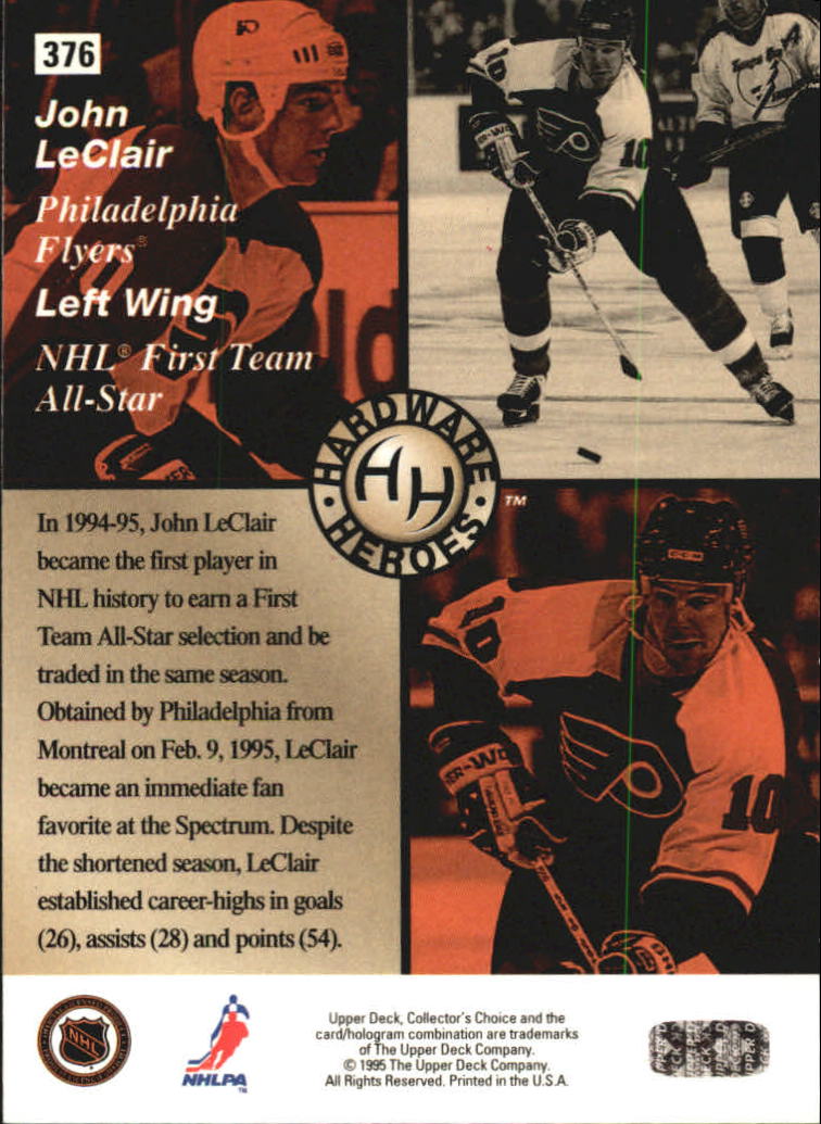 1995-96 Collector's Choice Player's Club #376 John LeClair HH back image