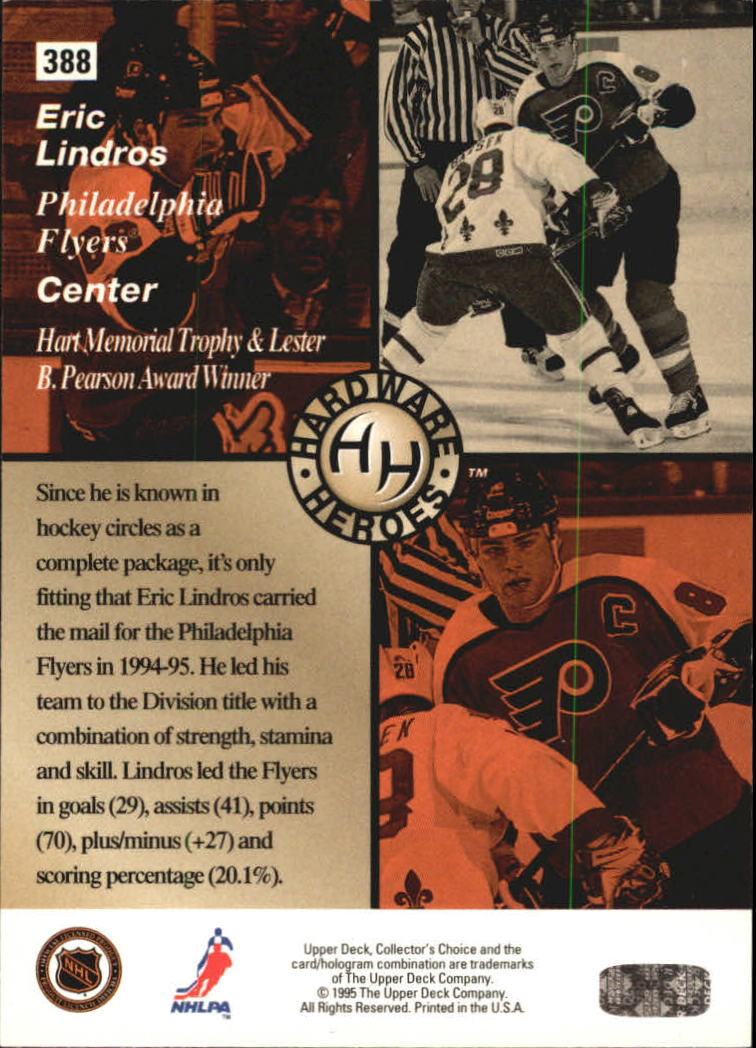 1995-96 Collector's Choice Player's Club #388 Eric Lindros HH back image