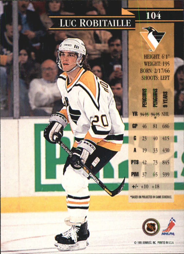 1995-96 Donruss #104 Luc Robitaille back image