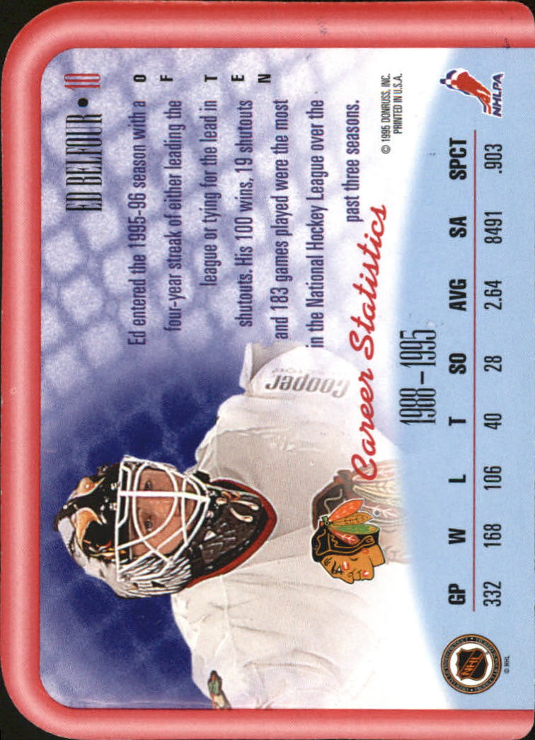 1995-96 Donruss Between the Pipes #10 Ed Belfour back image