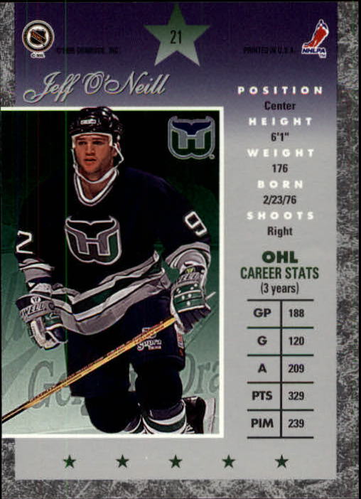 1995-96 Donruss Elite #21 Jeff O'Neill back image