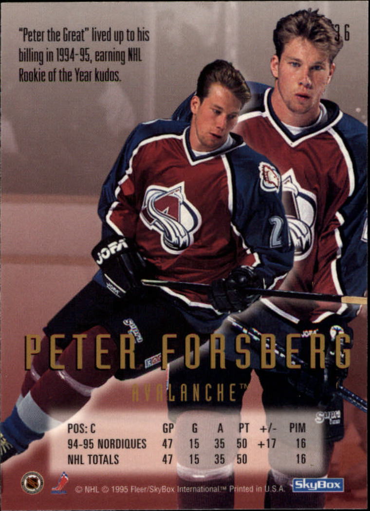 1995-96 Emotion #36 Peter Forsberg back image