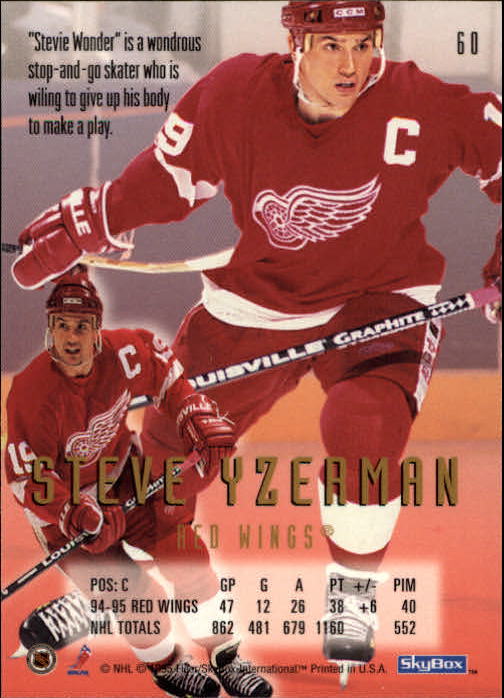 1995-96 Emotion #60 Steve Yzerman back image