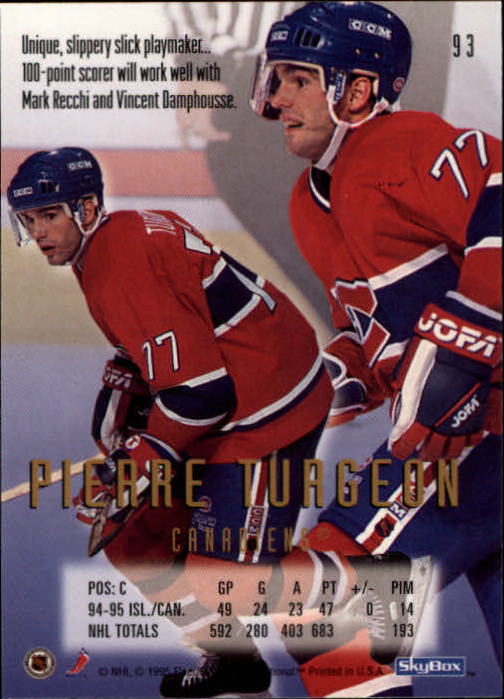 1995-96 Emotion #93 Pierre Turgeon back image