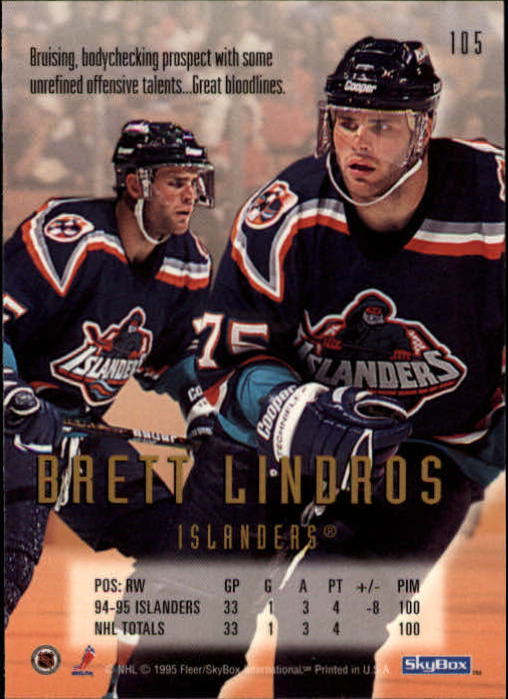 1995-96 Emotion #105 Brett Lindros back image