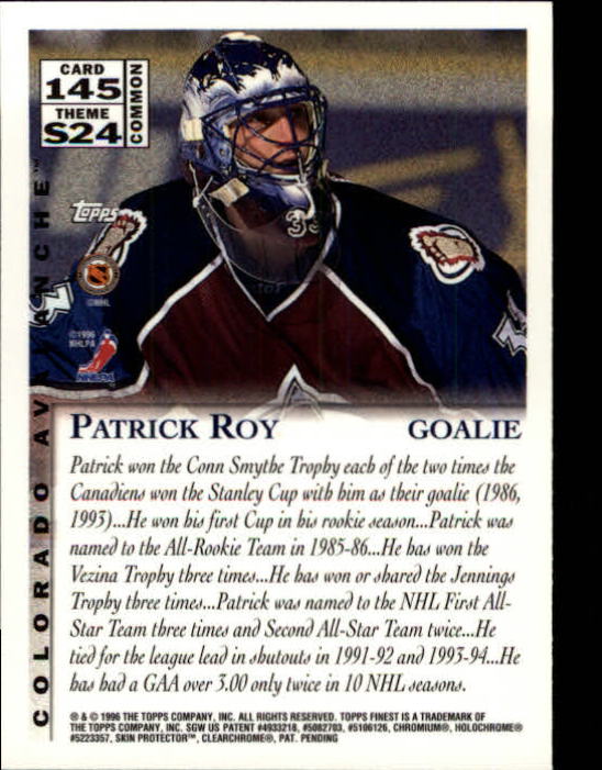 1995-96 Finest #145 Patrick Roy B back image