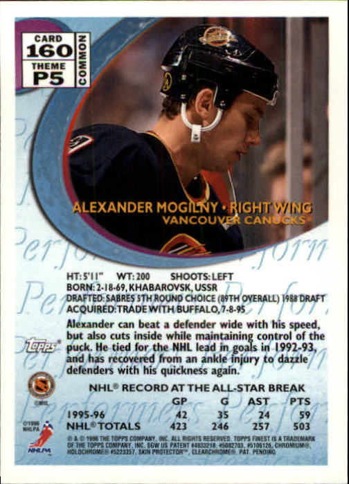 1995-96 Finest #160 Alexander Mogilny B back image