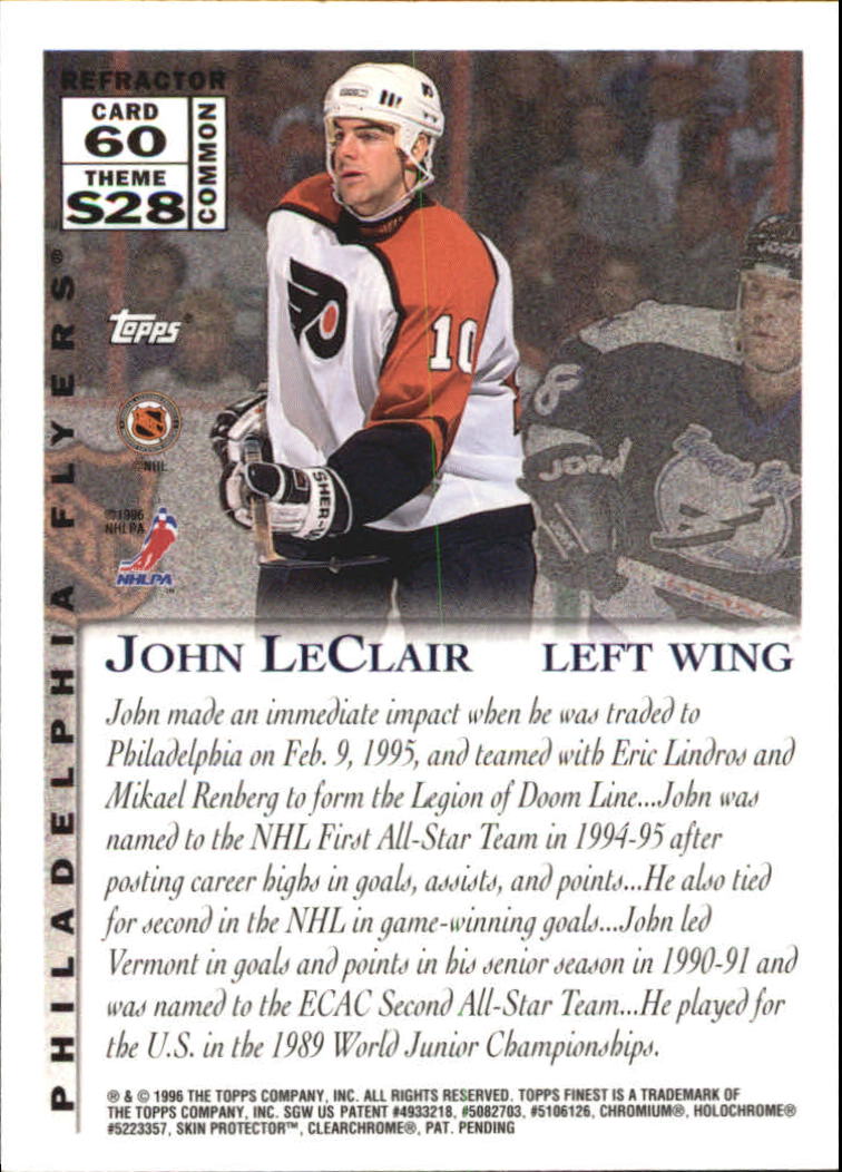 1995-96 Finest Refractors #60 John LeClair B back image