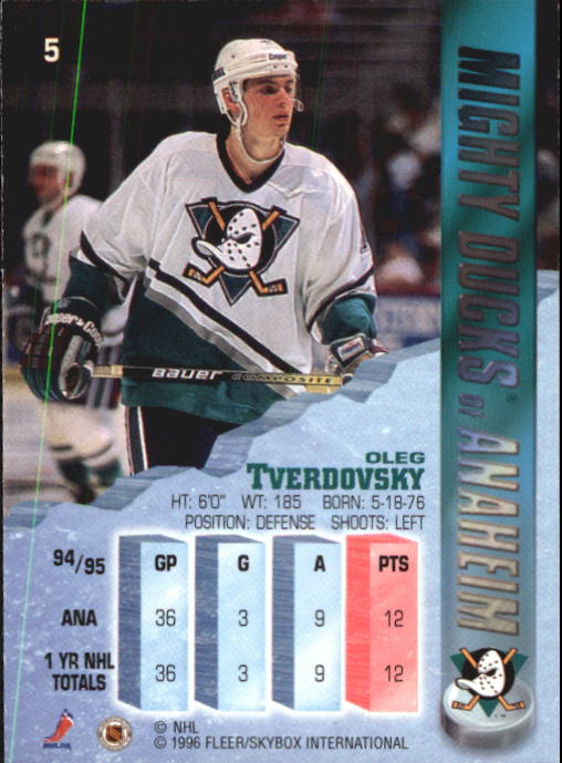 1995-96 Metal #5 Oleg Tverdovsky back image