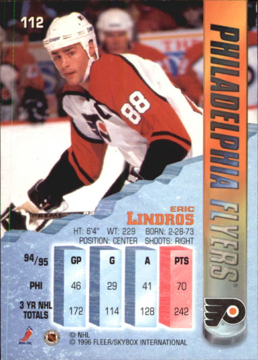 1995-96 Metal #112 Eric Lindros back image