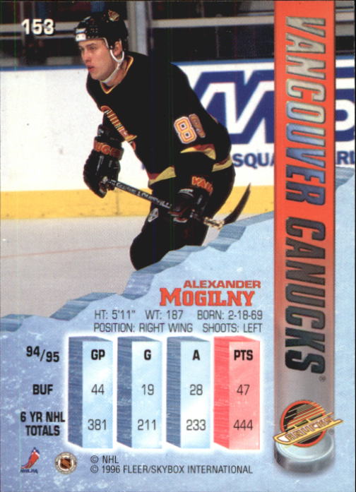 1995-96 Metal #153 Alexander Mogilny back image