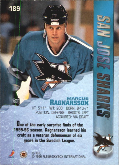 1995-96 Metal #189 Marcus Ragnarsson RC back image
