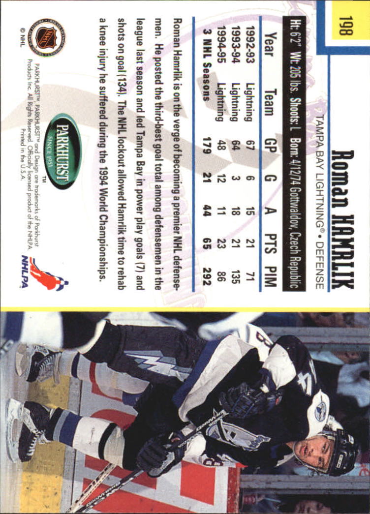 1995-96 Parkhurst International #198 Roman Hamrlik back image