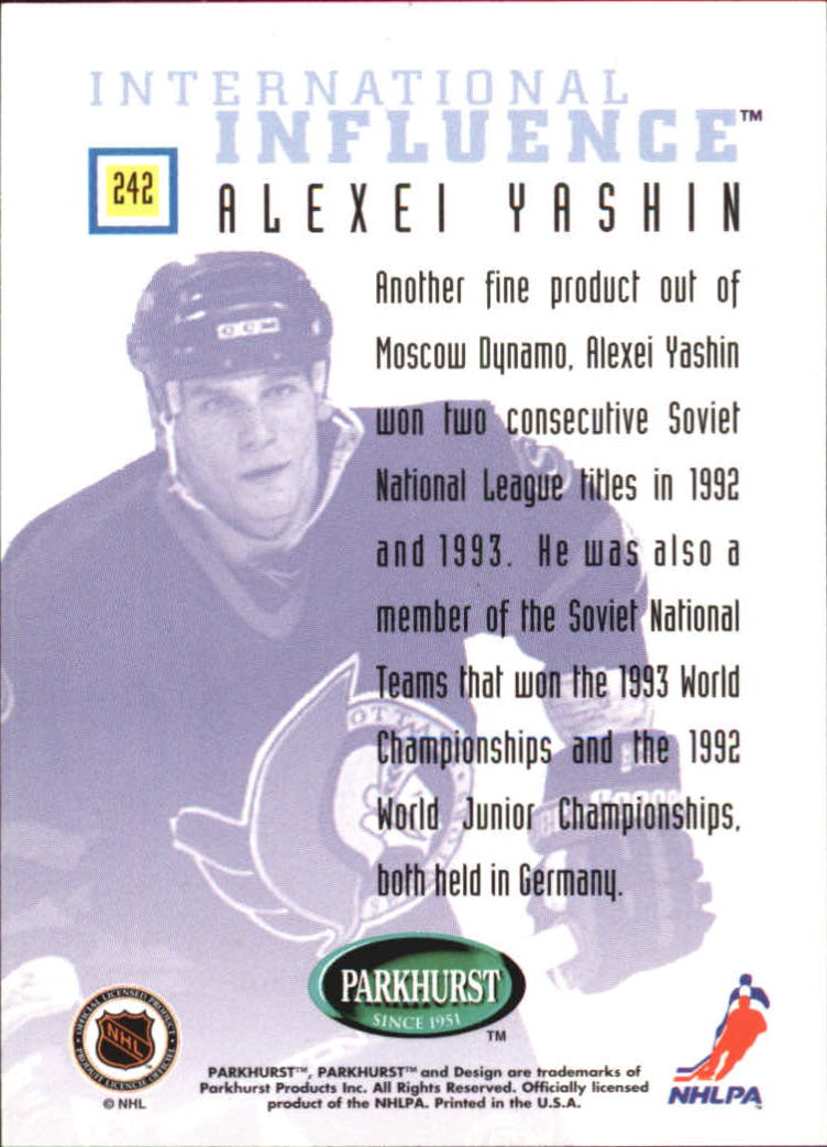 1995-96 Parkhurst International #242 Alexei Yashin II back image