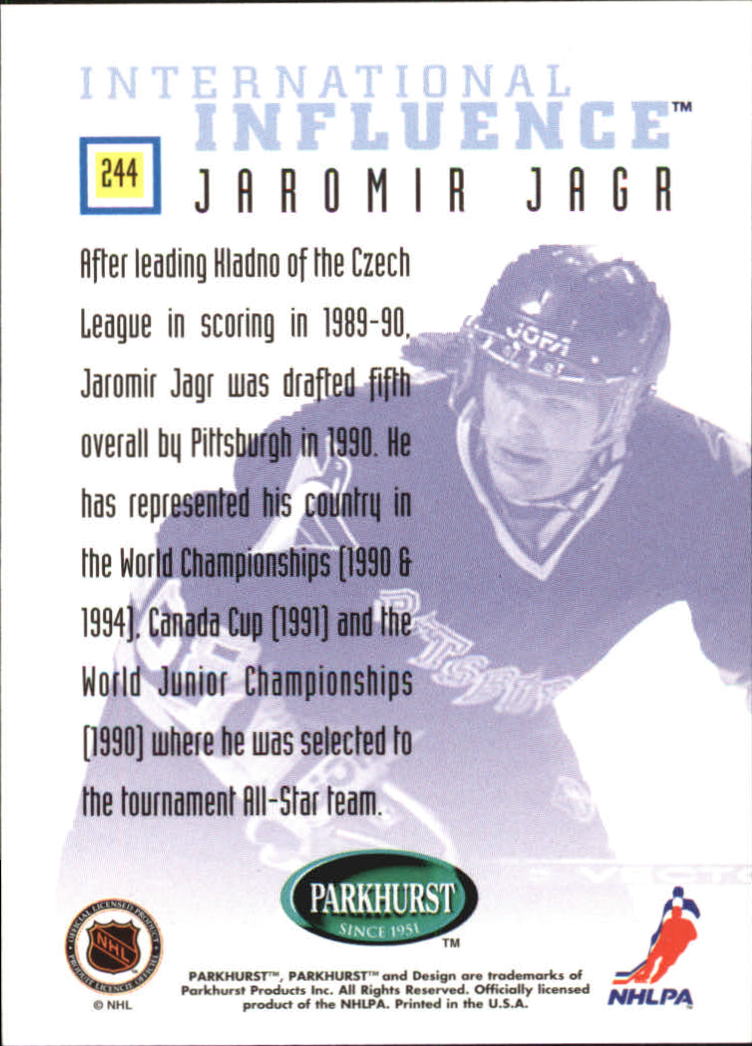 1995-96 Parkhurst International #244 Jaromir Jagr II back image