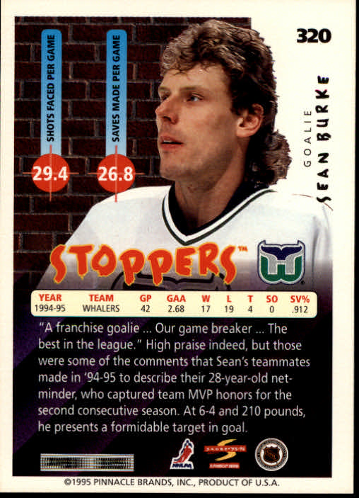 1995-96 Score #320 Sean Burke ST back image
