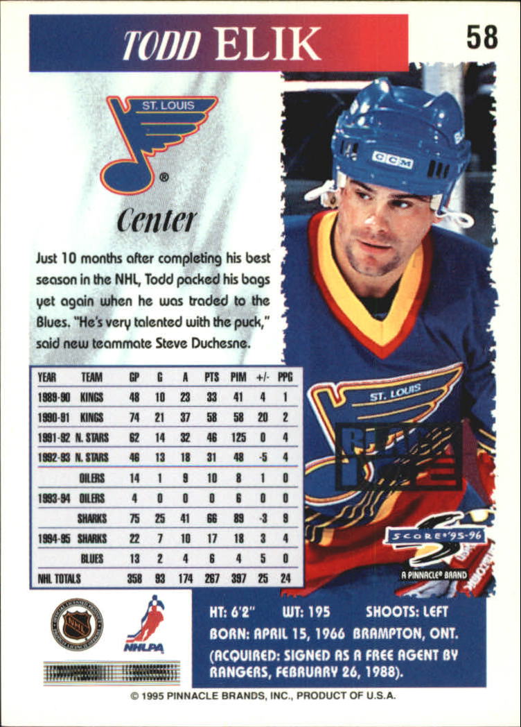 B4531- 1995-96 Score Black Ice Hockey Cards 1-200 -You Pick- 15+ FREE US SHIP - Picture 97 of 349
