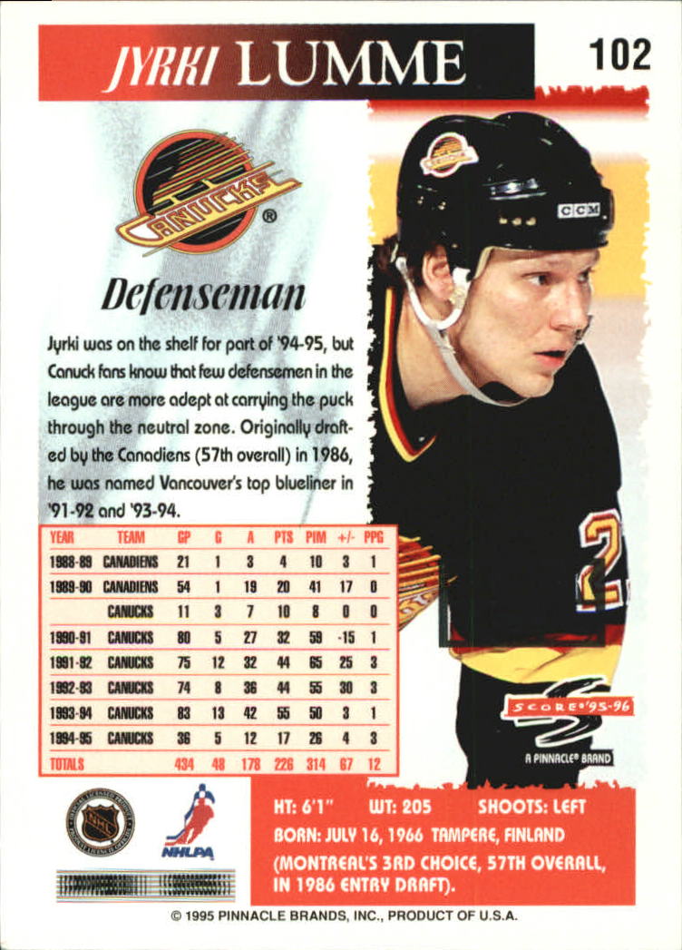 B4531- 1995-96 Score Black Ice Hockey Cards 1-200 -You Pick- 15+ FREE US SHIP - Picture 172 of 349