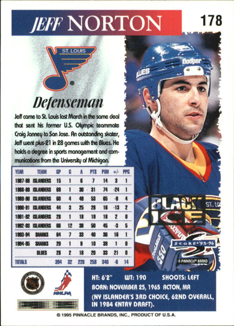 B4531- 1995-96 Score Black Ice Hockey Cards 1-200 -You Pick- 15+ FREE US SHIP - Picture 307 of 349