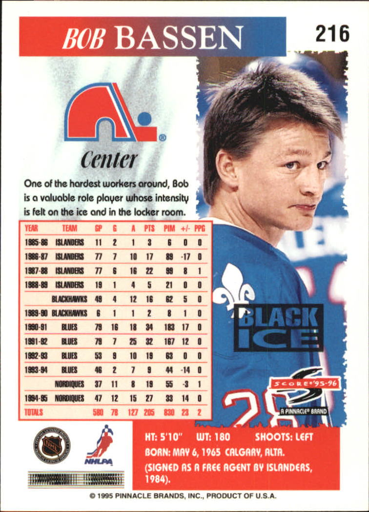 B4531- 1995-96 Score Black Ice Hockey Cards 201-330 -You Pick- 15+ FREE US SHIP - Picture 27 of 228