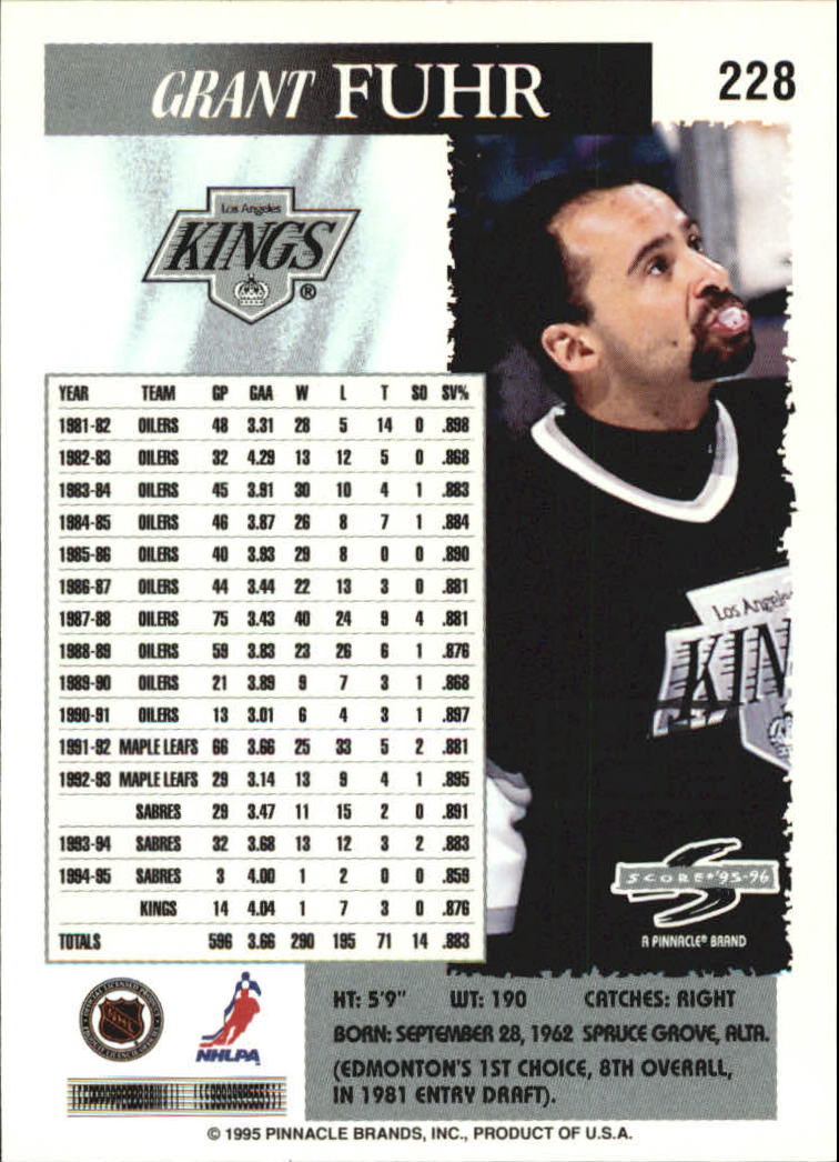 1995-96 Score Black Ice #228 Grant Fuhr back image