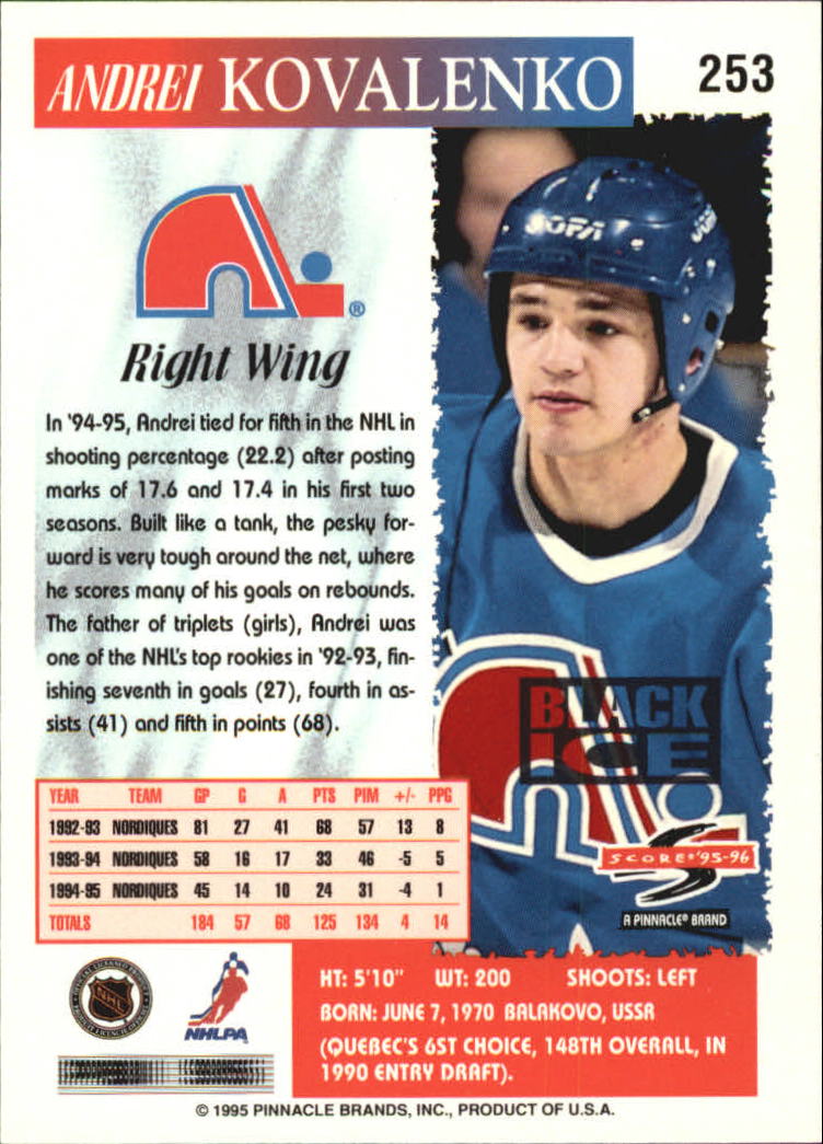B4531- 1995-96 Score Black Ice Hockey Cards 201-330 -You Pick- 15+ FREE US SHIP - Picture 97 of 228