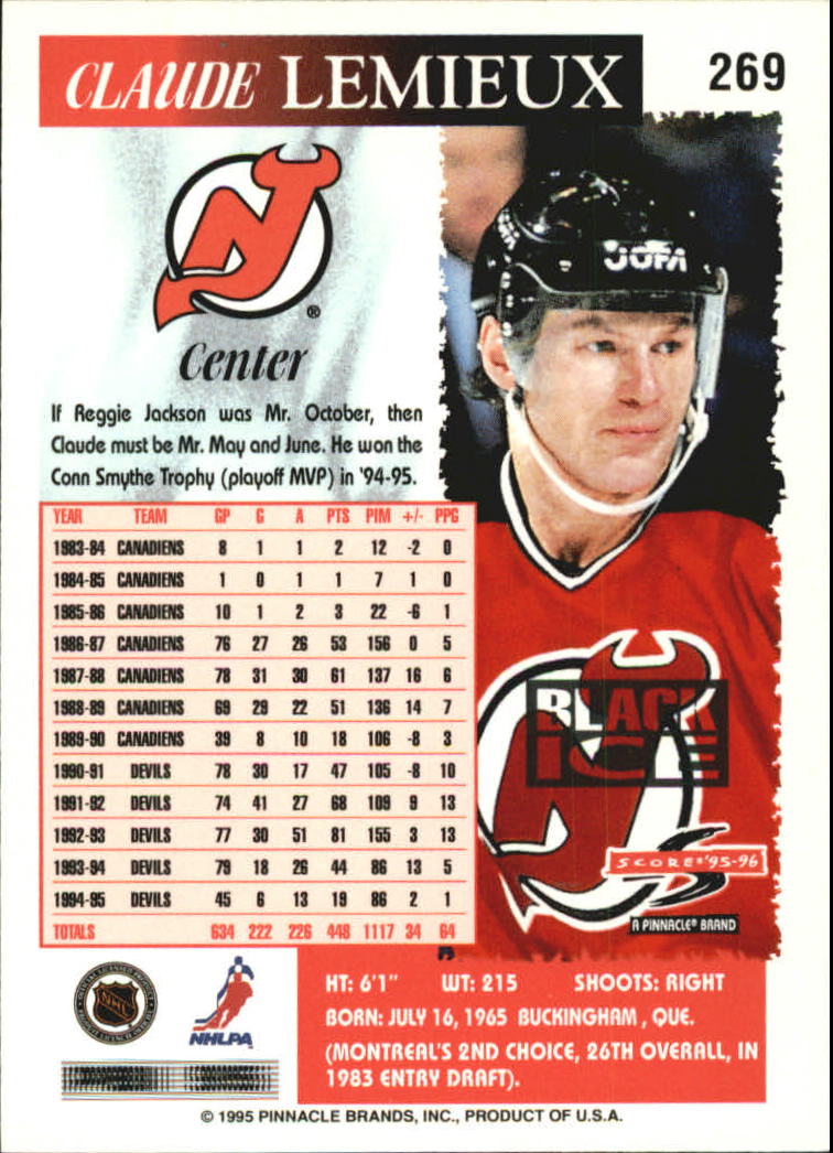 B4531- 1995-96 Score Black Ice Hockey Cards 201-330 -You Pick- 15+ FREE US SHIP - Picture 127 of 228