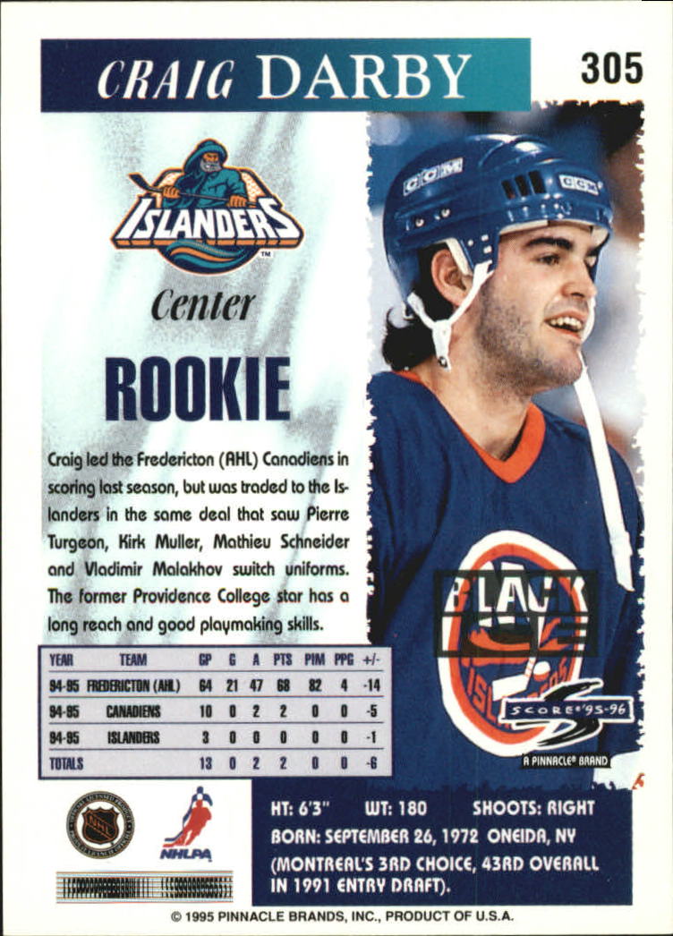 B4531- 1995-96 Score Black Ice Hockey Cards 201-330 -You Pick- 15+ FREE US SHIP - Picture 187 of 228