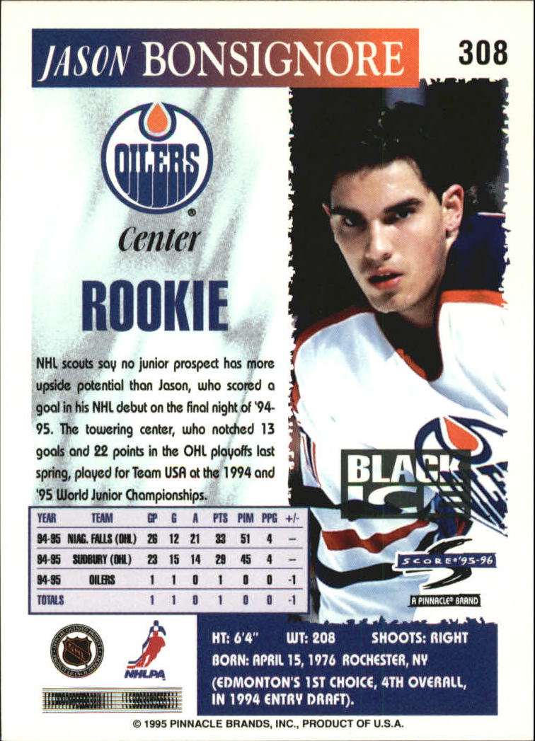B4531- 1995-96 Score Black Ice Hockey Cards 201-330 -You Pick- 15+ FREE US SHIP - Picture 191 of 228