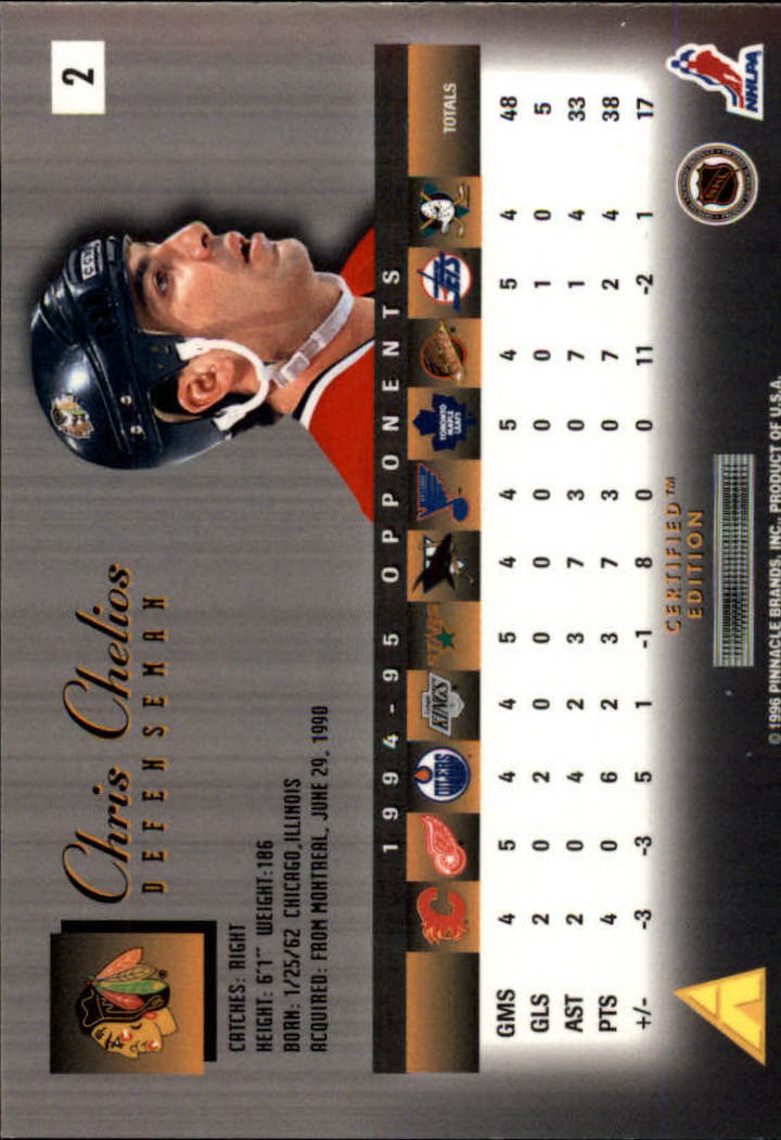 1995-96 Select Certified #2 Chris Chelios back image