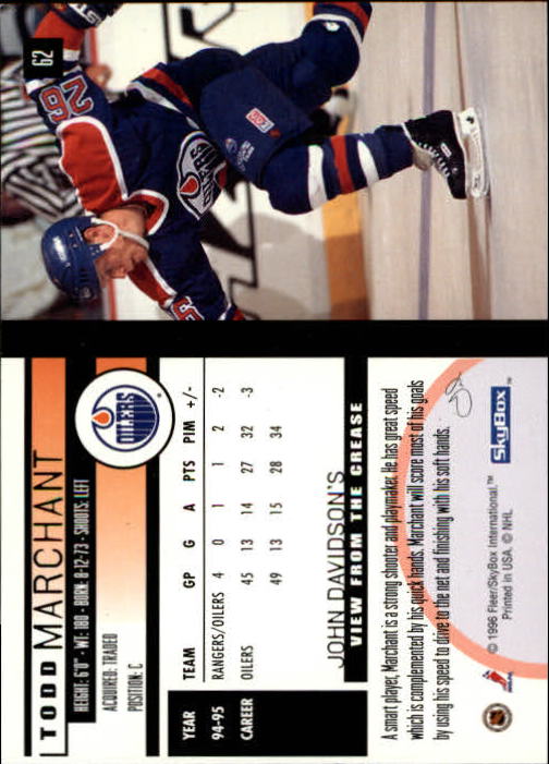1995-96 SkyBox Impact #62 Todd Marchant back image