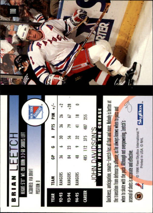 1995-96 SkyBox Impact #110 Brian Leetch back image