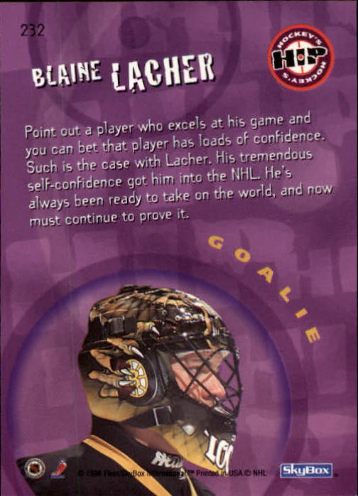 1995-96 SkyBox Impact #232 Blaine Lacher HH back image