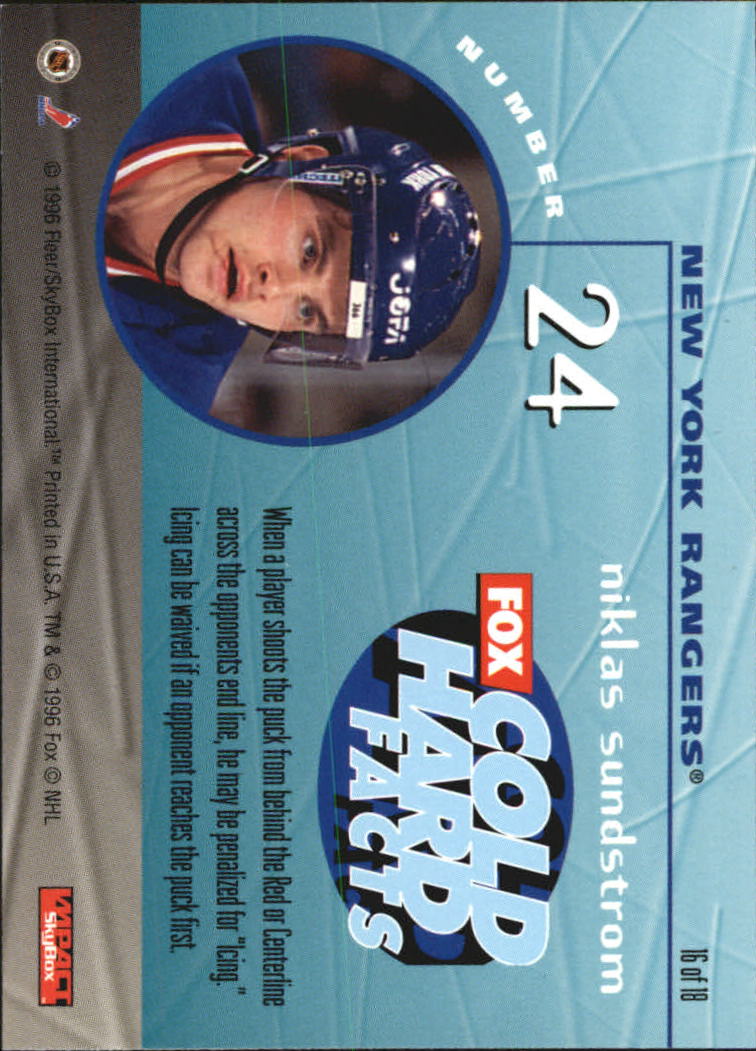 1995-96 SkyBox Impact NHL On Fox #16 Niklas Sundstrom back image