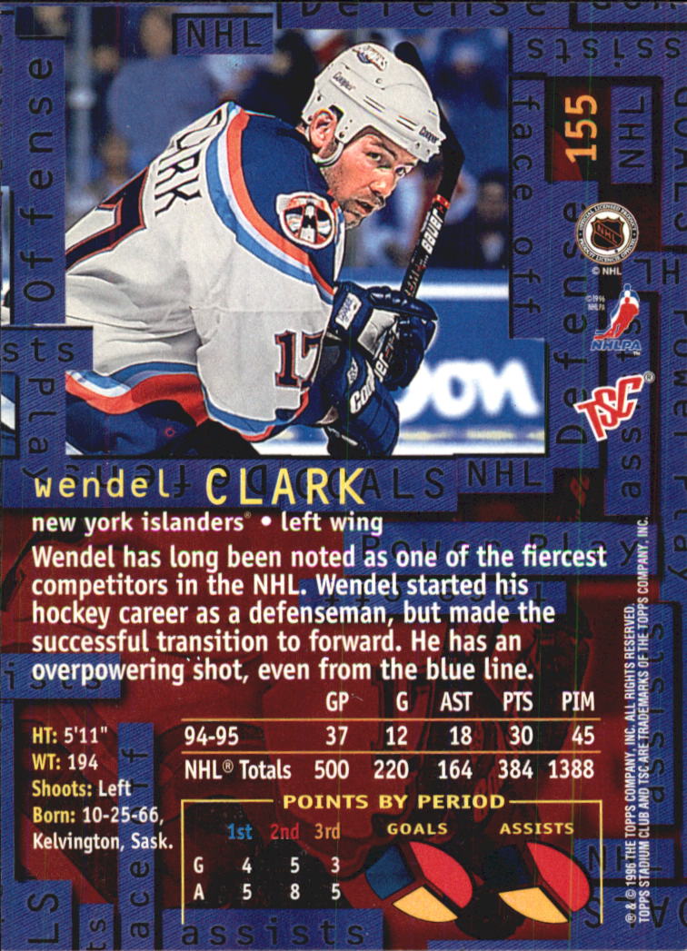 1995-96 Stadium Club #155 Wendel Clark back image