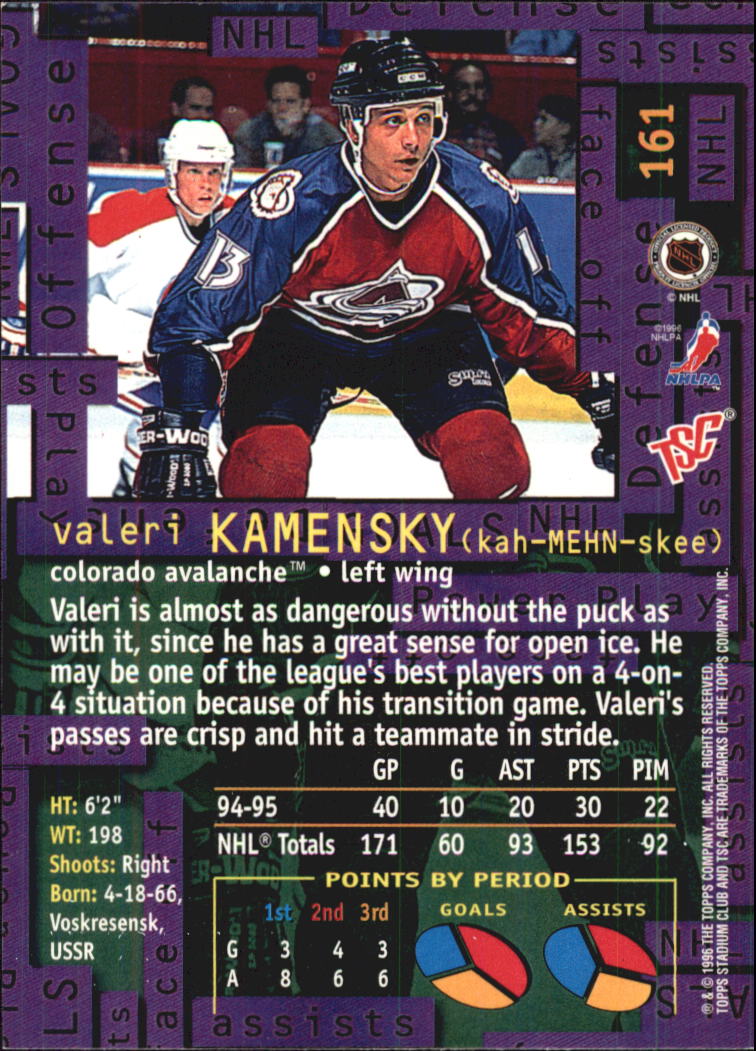 1995-96 Stadium Club #161 Valeri Kamensky back image
