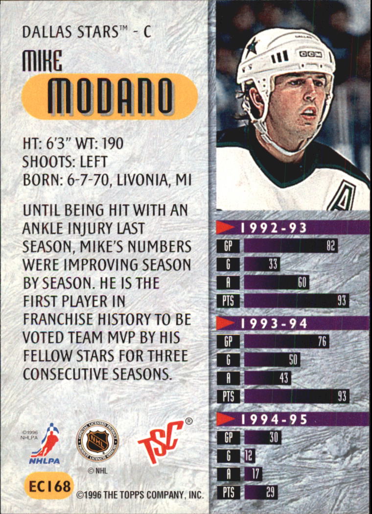 1995-96 Stadium Club #168 Mike Modano EC back image