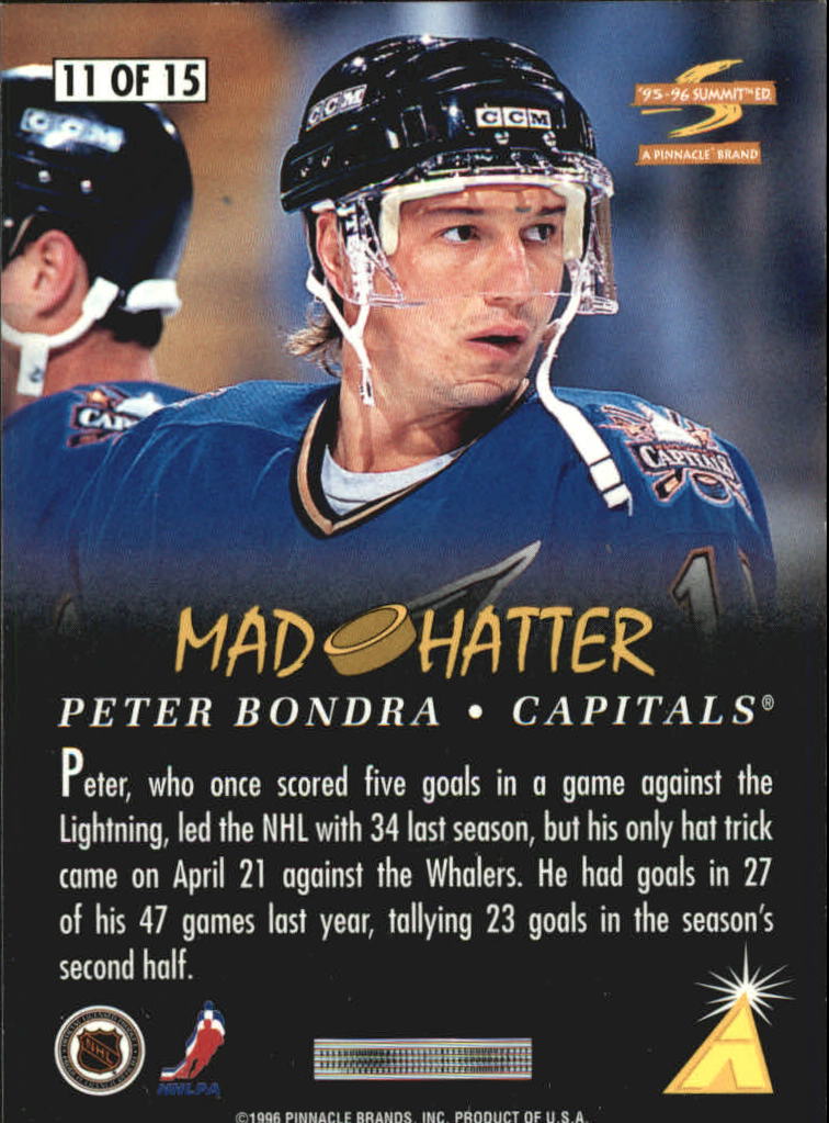 1995-96 Summit Mad Hatters #11 Peter Bondra back image