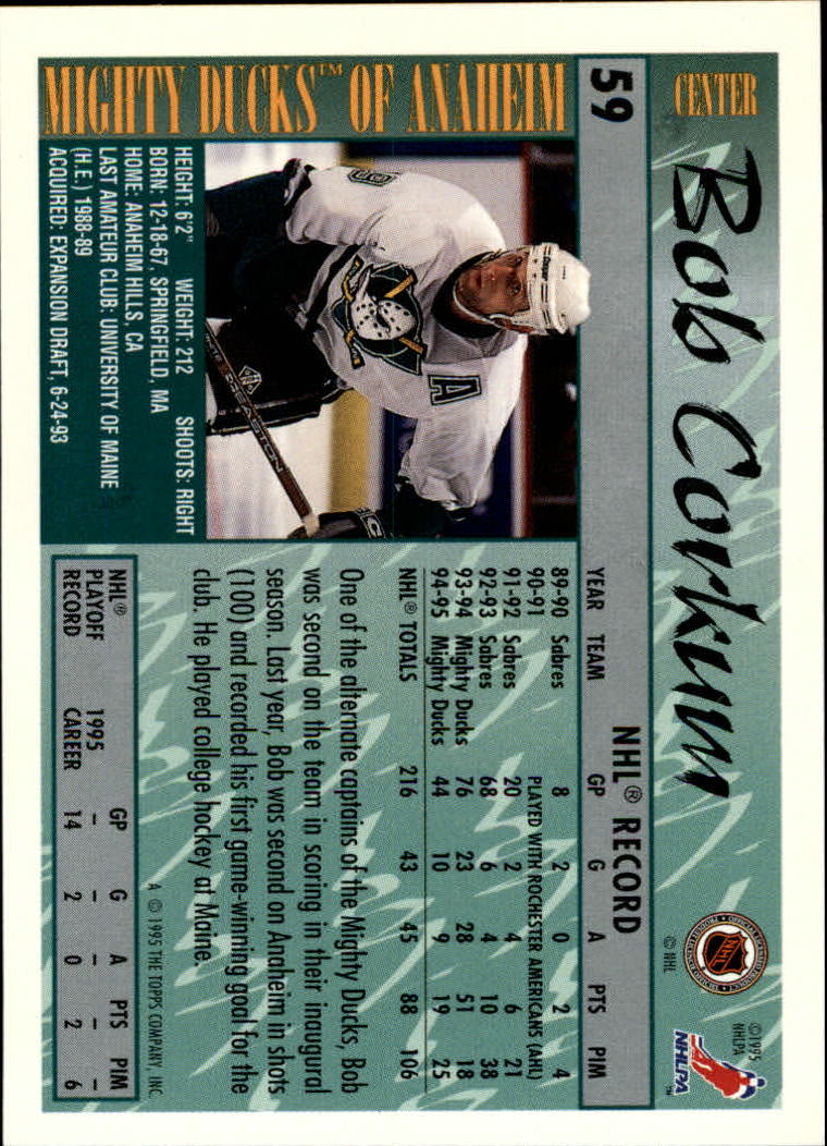 1995-96 Topps #59 Bob Corkum back image
