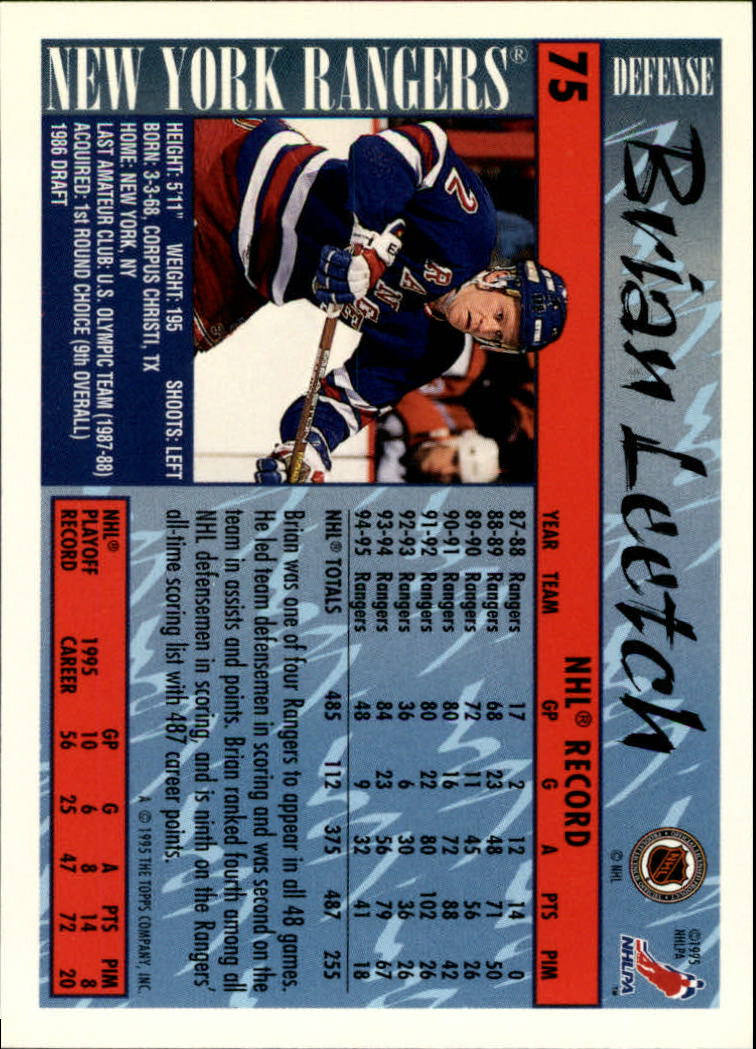 1995-96 Topps #75 Brian Leetch back image